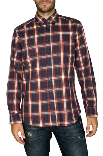 J.T. Ascott checked flannel shirt blue/terracotta