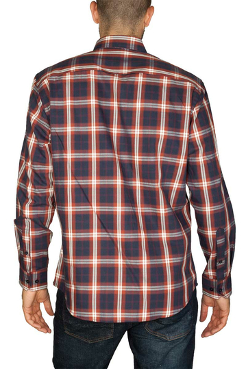 J.T. Ascott πουκάμισο φανέλα καρό μπλε/κεραμιδί