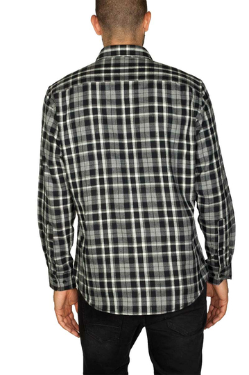 J.T. Ascott πουκάμισο φανέλα καρό γκρι/μαύρο
