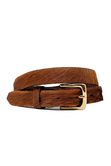 Q2 brown fur thin belt