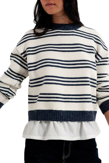Q2 striped sweater white-blue