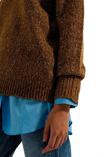 Q2 μελανζέ πουλόβερ καφέ