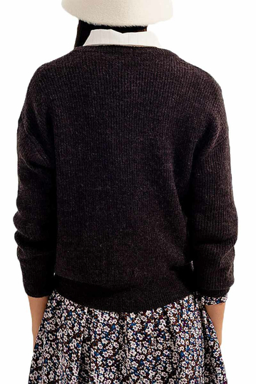 Q2 πουλόβερ σκούρο καφέ