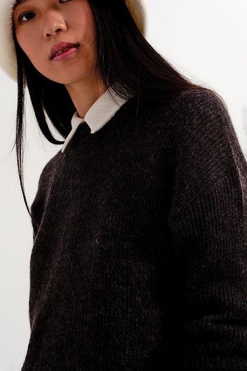 Q2 πουλόβερ σκούρο καφέ