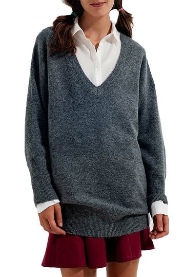 Q2 oversize longline sweater grey