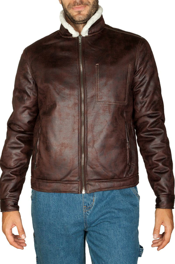 Scout leather-look jacket with teddy lining