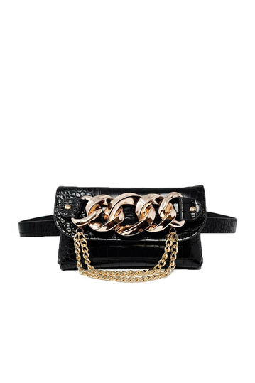 Q2 Leather-look waist bag with chain