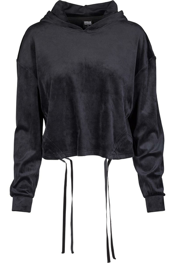 Urban Classics cropped velvet hoodie black
