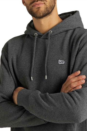 Lee plain hoodie dark grey mele