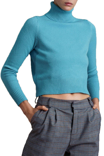 Lumina rollneck cropped sweater light blue