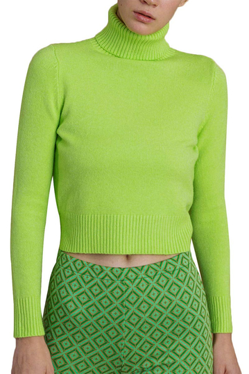Lumina rollneck cropped sweater green