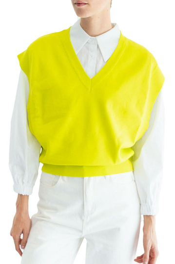 Lumina V-neck knit vest yellow