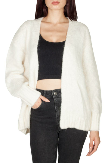 Open front knit cardigan white