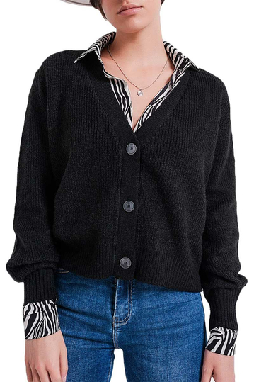 Q2 knitted cardigan black