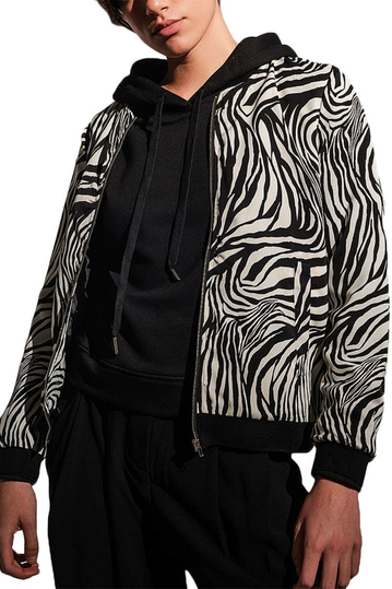 Q2 zebra print bomber jacket