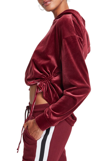 Urban Classics cropped velvet hoodie port