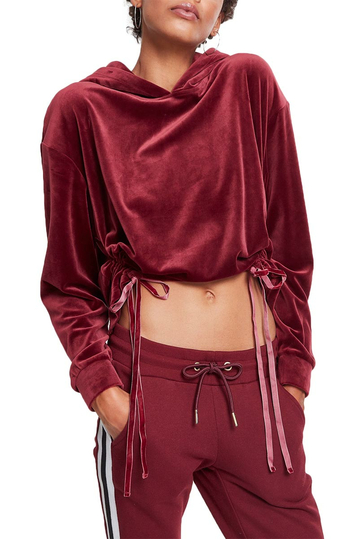 Urban Classics cropped velvet hoodie port