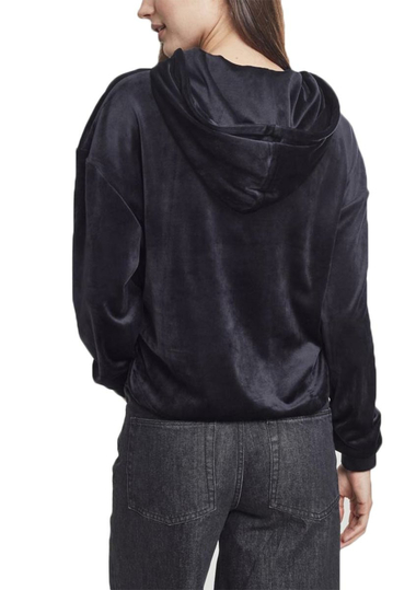 Urban Classics cropped velvet hoodie black
