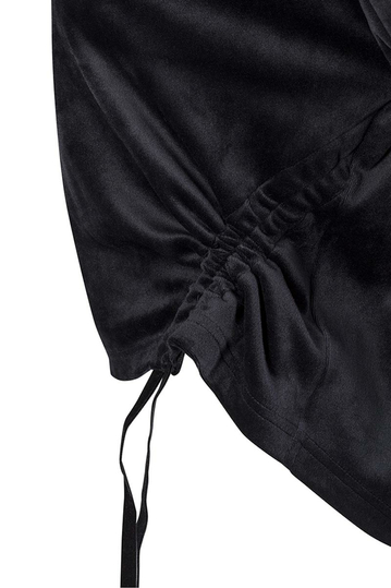 Urban Classics cropped velvet hoodie black
