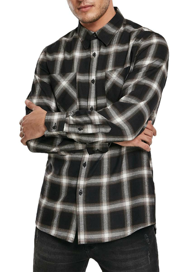 Urban Classics checked flannel shirt black-white