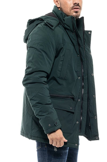 Biston puffer μπουφάν σκούρο πράσινο με αποσπώμενη κουκούλα