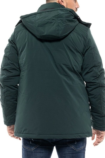 Biston puffer μπουφάν σκούρο πράσινο με αποσπώμενη κουκούλα