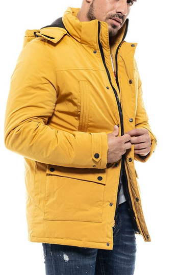 Biston puffer μπουφάν κίτρινο με αποσπώμενη κουκούλα