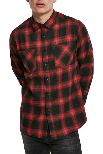 Urban Classics καρό πουκάμισο φανέλα μαύρο-κόκκινο