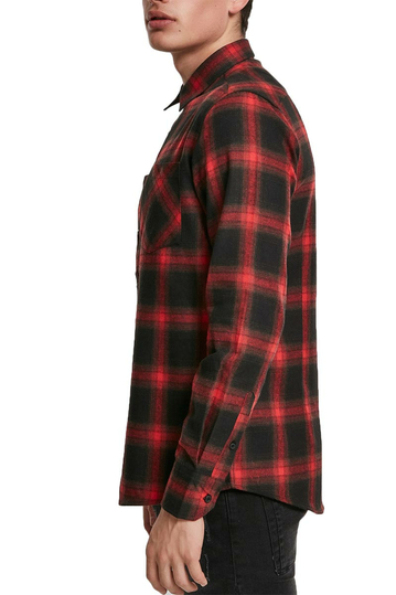 Urban Classics καρό πουκάμισο φανέλα μαύρο-κόκκινο