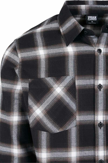 Urban Classics καρό πουκάμισο φανέλα μαύρο-λευκό