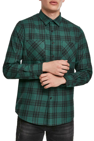 Urban Classics καρό πουκάμισο φανέλα σκούρο πράσινο-μαύρο