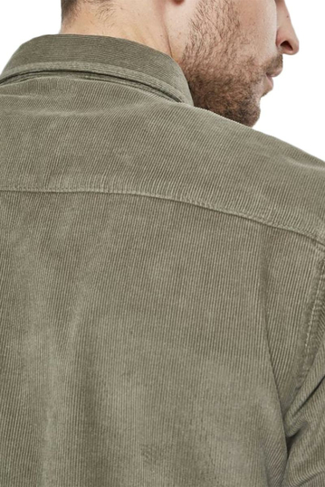 Urban Classics κοτλέ πουκάμισο λαδί