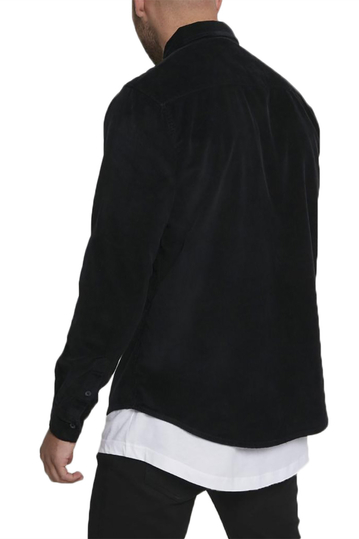 Urban Classics κοτλέ πουκάμισο μαύρο