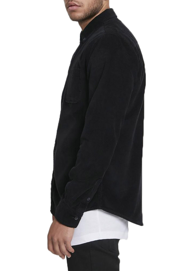 Urban Classics κοτλέ πουκάμισο μαύρο