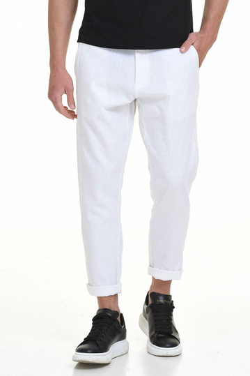 Splendid ανδρικό παντελόνι λινό - λευκό