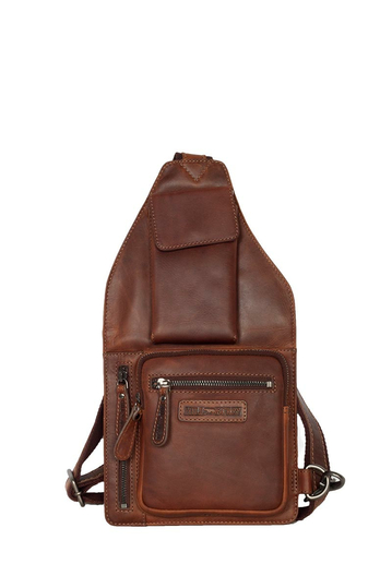 Hill Burry cross body leather bag dark brown