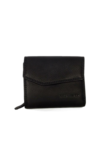 Hill Burry δερμάτινο πορτοφόλι μαύρο με καπάκι - RFID