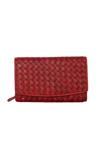 Hill Burry braided leather wallet red - RFID