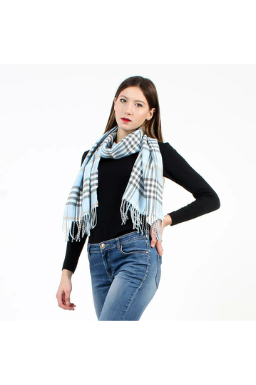Tartan scarf light blue