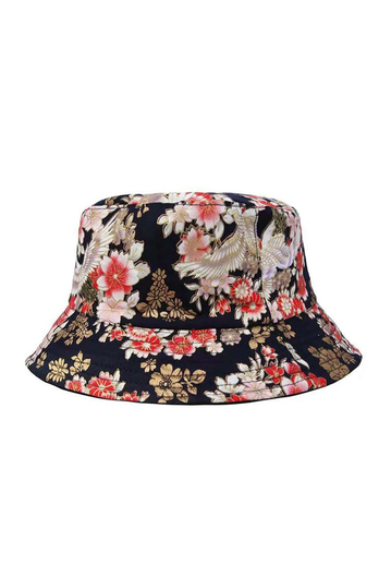 Bucket καπέλο φλοράλ μαύρο