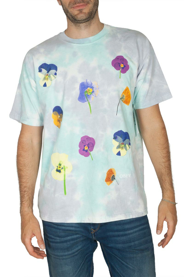 Obey Pressed Daisies heavyweight box t-shirt pure water blotch