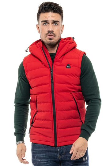 Biston men's gilet red with hood