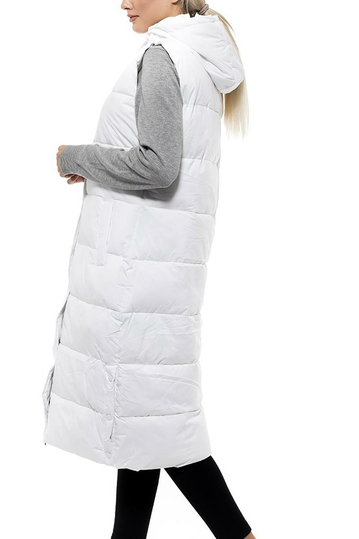 Biston long gilet white with hood