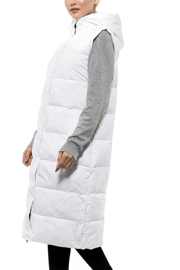 Biston long gilet white with hood