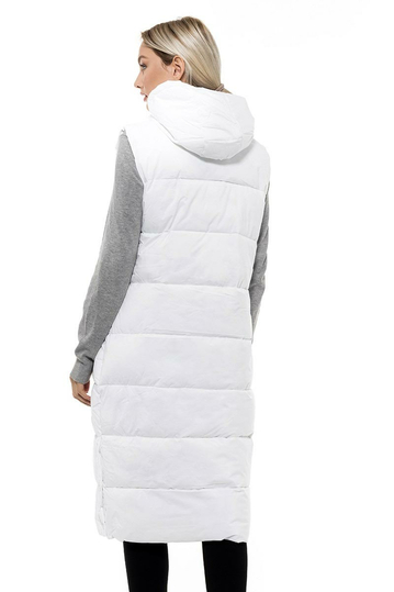 Biston long gilet white with hood