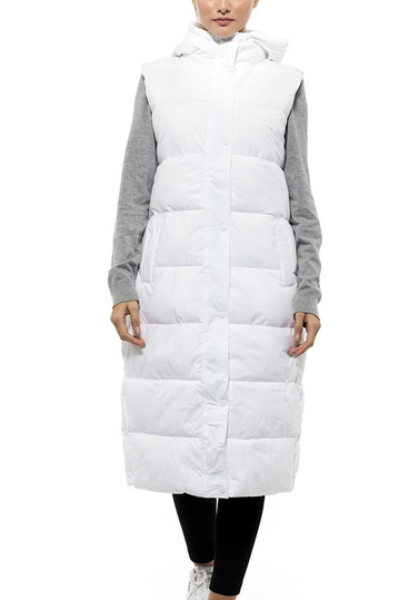 Biston long gilet white with hood