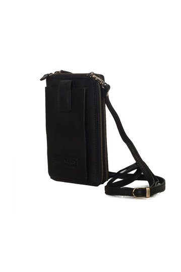 Hill Burry δερμάτινο πορτοφόλι με λουράκι - RFID black