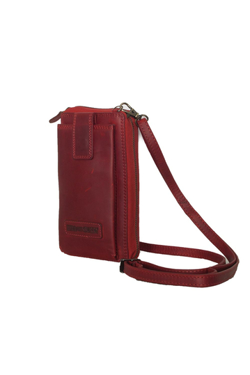 Hill Burry cross body leather wallet red - RFID