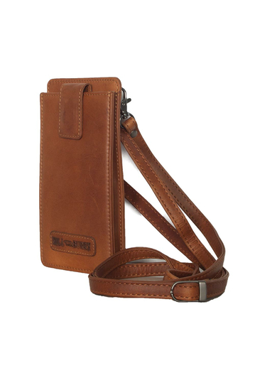 Hill Burry leather mobile pouch brown with strap