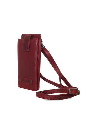 Hill Burry leather mobile pouch red with strap